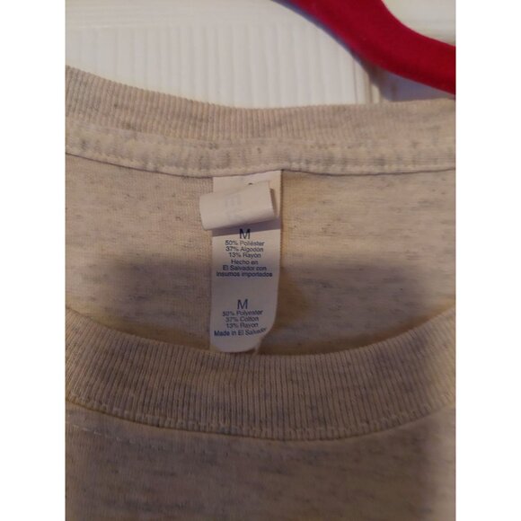 Love One Another Womens Beige Graphic T-Shirt M Leopard Heart Cotton Blend Casua - Picture 2 of 3